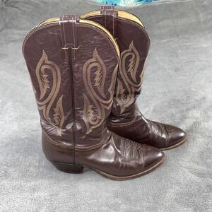 Nocona Boots Cowboy Leather Boots Western‎ Brown Men Size 11 D Made In USA
